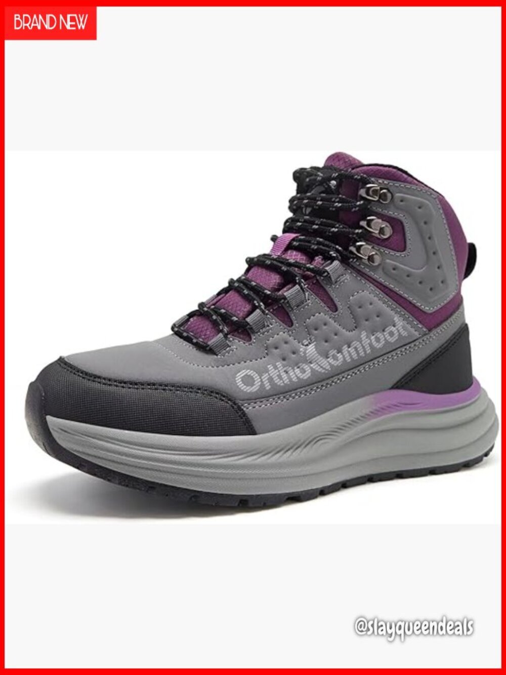 Orthopedic Hiking Boots with Arch Support, Waterproof Mid Ankle Work Shoes